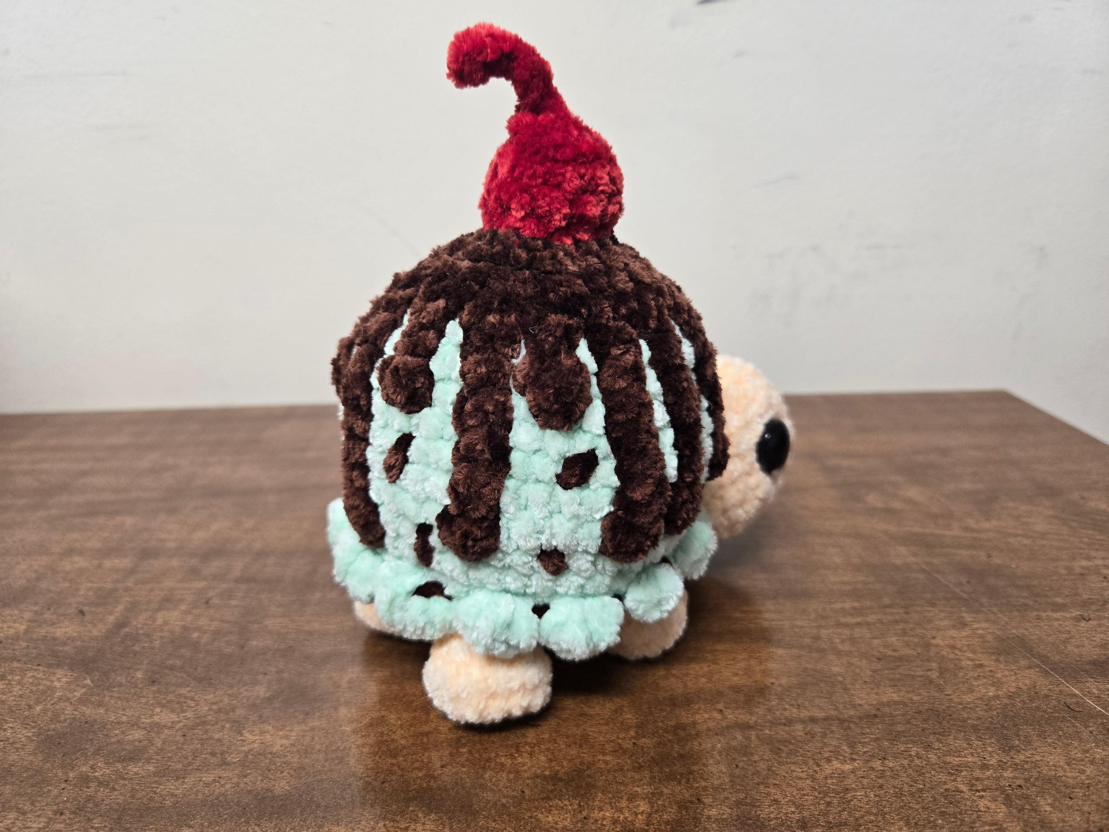 Tall Mint Chocolate Chip Ice Cream Sundae Turtle Plushy