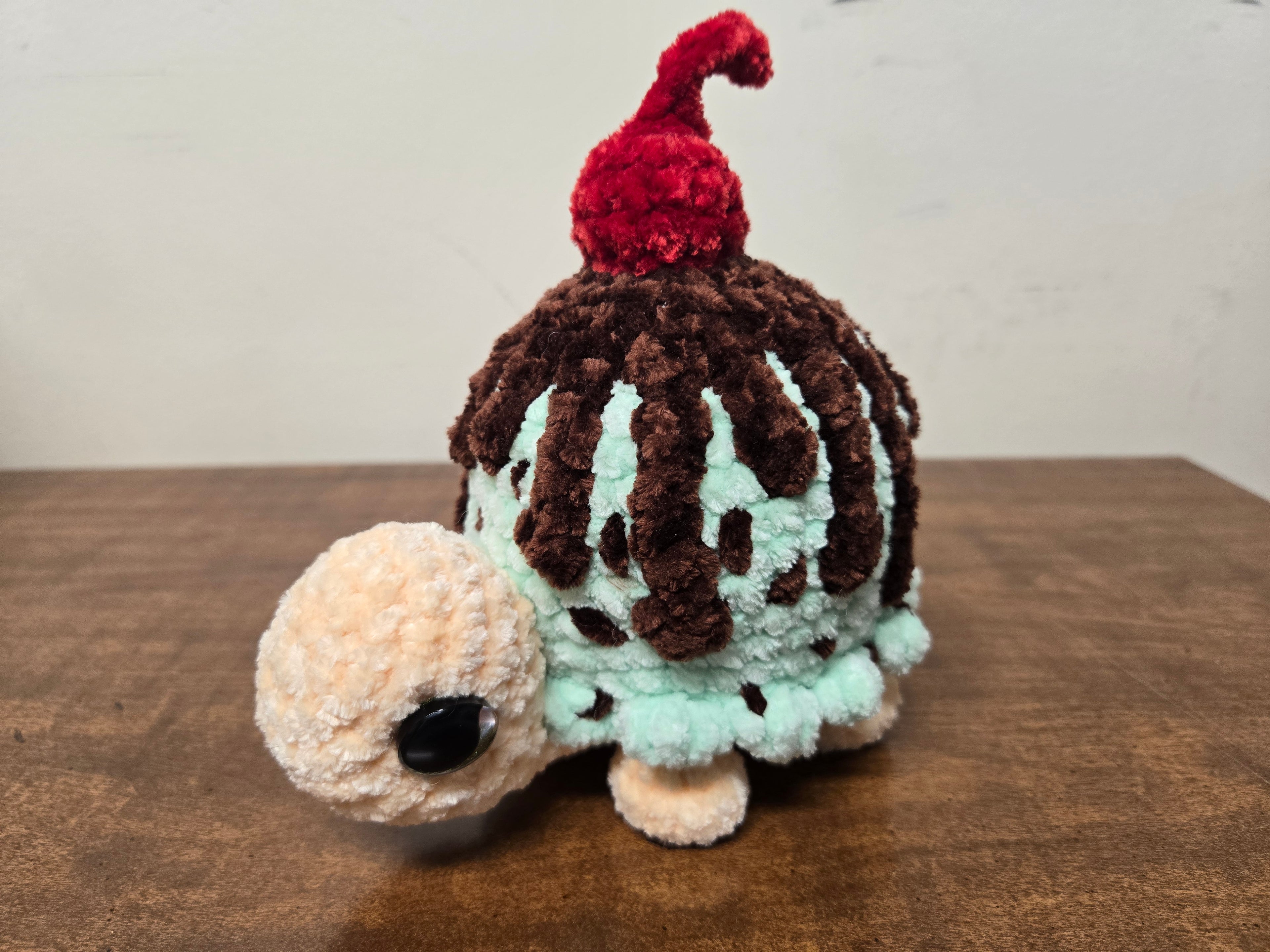 Tall Mint Chocolate Chip Ice Cream Sundae Turtle Plushy