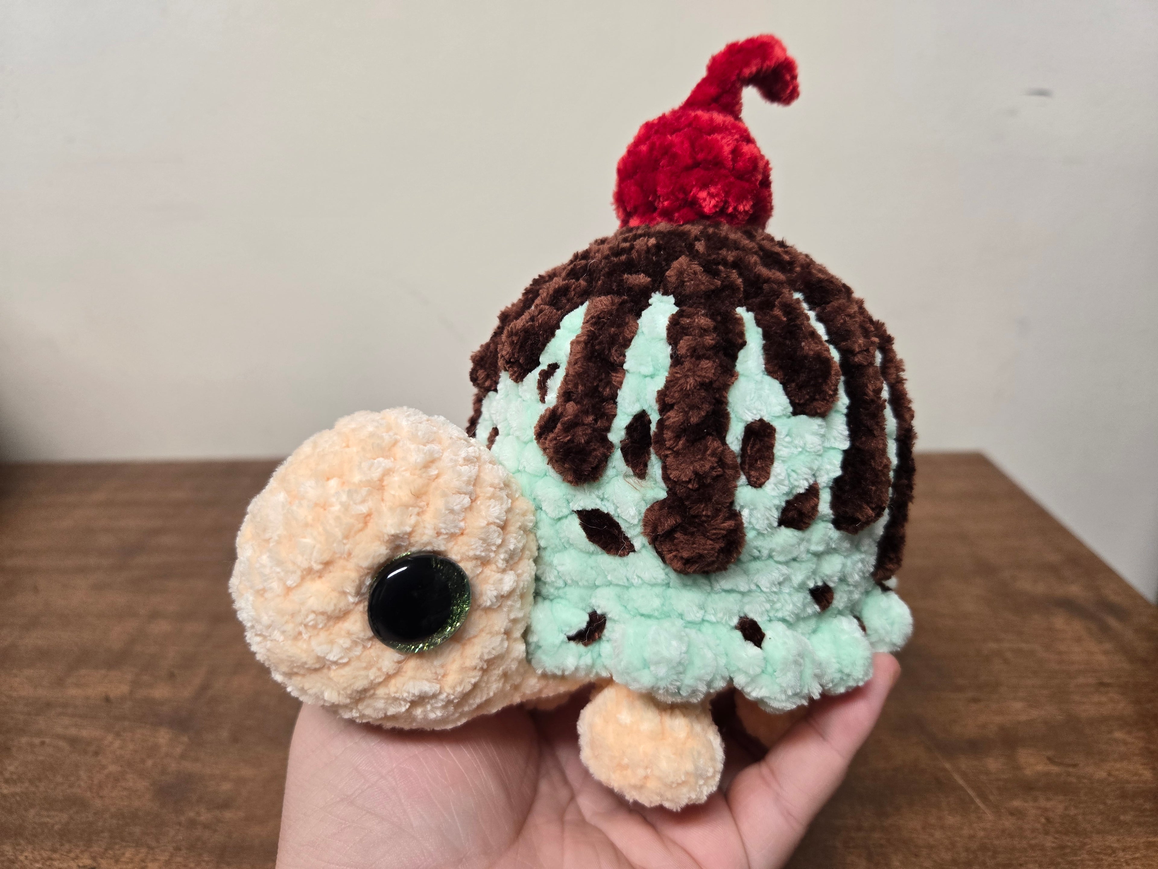 Tall Mint Chocolate Chip Ice Cream Sundae Turtle Plushy